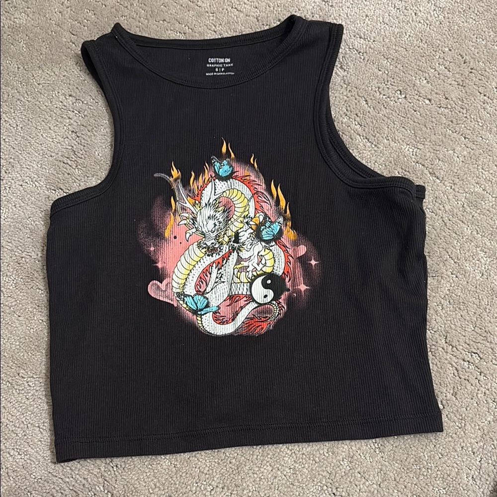 Cotton On Black Graphic Tank Top